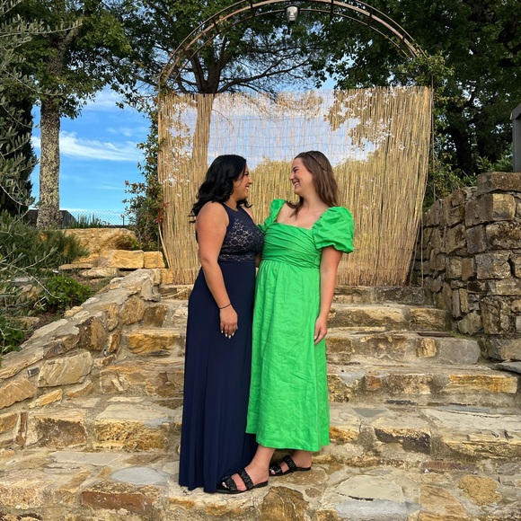 Forever New puff sleeve midi dress in green - Picture 5 of 6